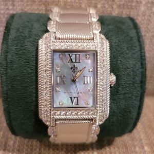 Judith Ripka Silver Tone Tank Watch